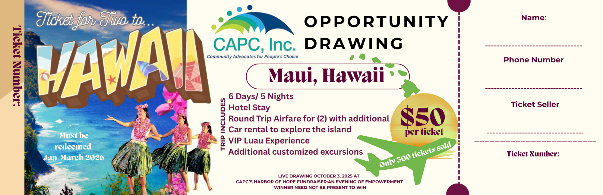 CAPC Ticket for Two Hawaii